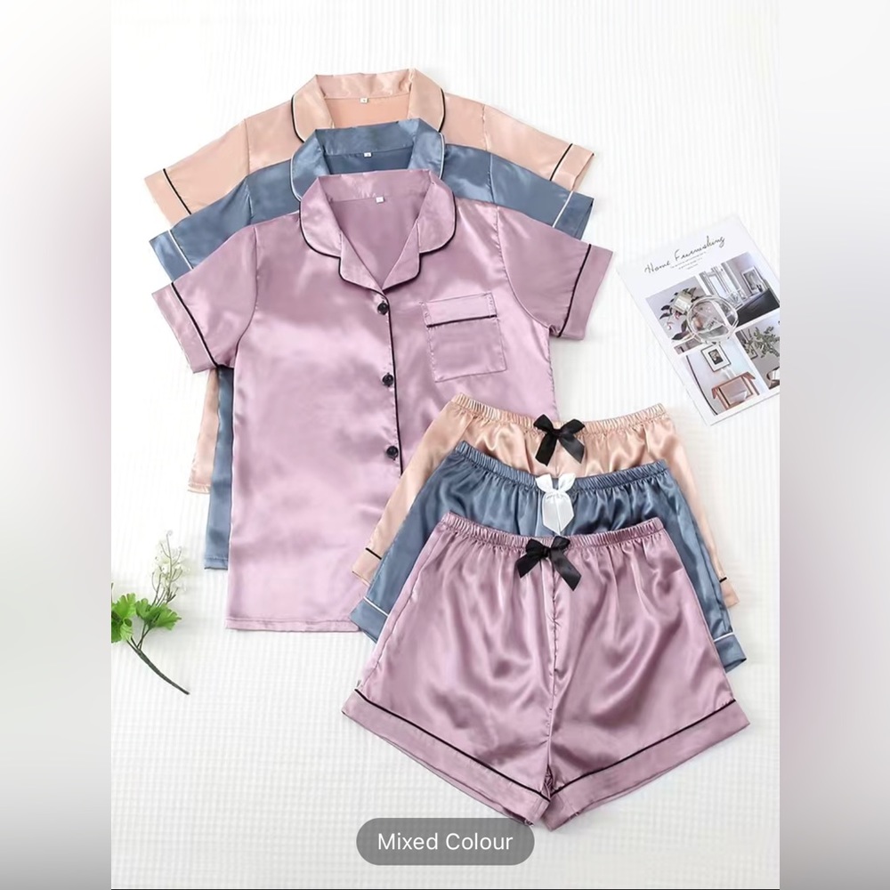 3 Sets Satin Pajama Set
